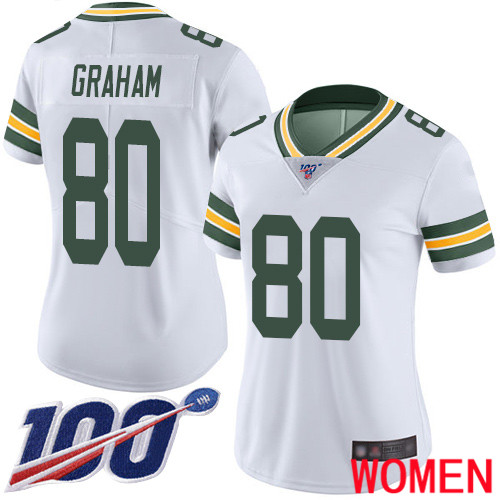 Green Bay Packers Limited White Women #80 Graham Jimmy Road Jersey Nike NFL 100th Season Vapor Untouchable->youth nfl jersey->Youth Jersey